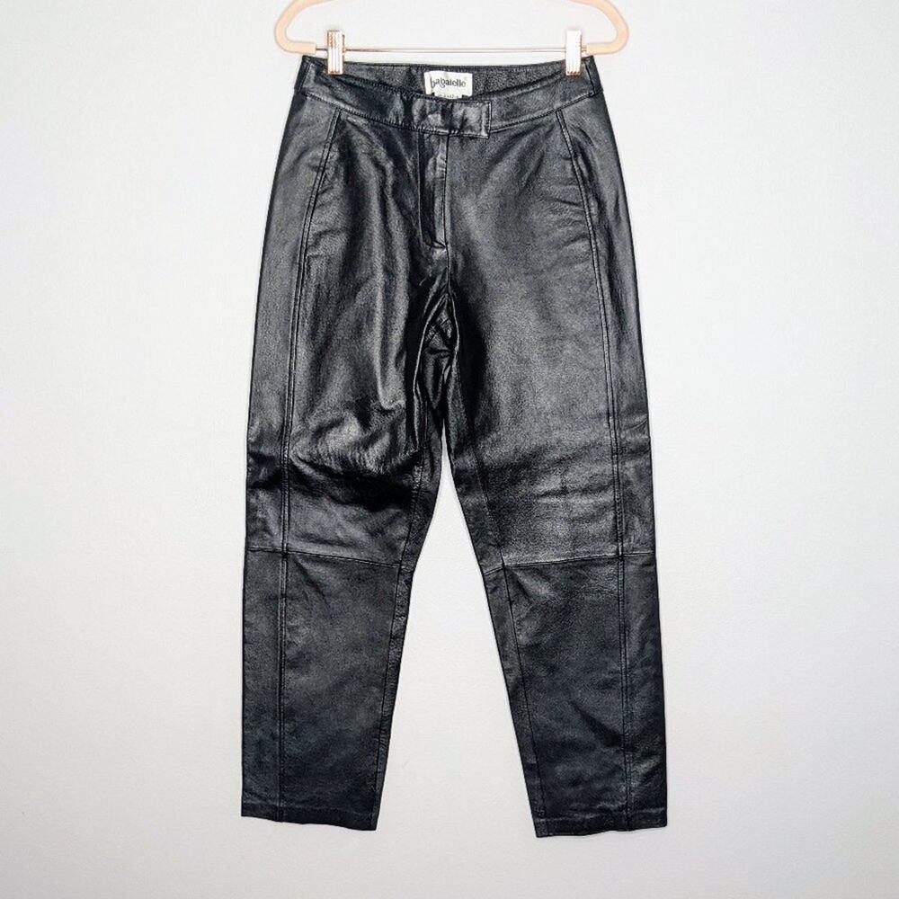 Bagatelle Vintage Black Leather Pants Relaxed Fit High Waist Size 4P